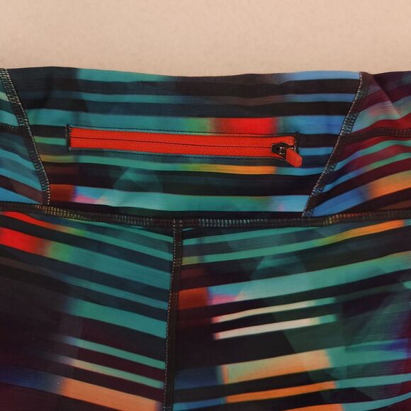 Athleta Womens Multicolor Striped Capri Leggings Size Small Tall Crop Zip Pocket - Picture 7 of 9